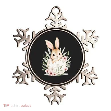 Cute Bunny Floral Happy Easter Ornament