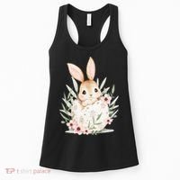 Cute Bunny Floral Happy Easter Women's Tank Top thumb 0
