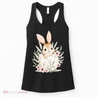 Cute Bunny Floral Happy Easter Women's Tank Top thumb 0