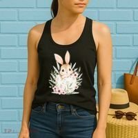 Cute Bunny Floral Happy Easter Women's Tank Top thumb 2