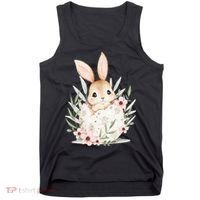 Cute Bunny Floral Happy Easter Tank Top thumb 0