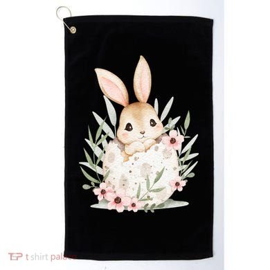 Cute Bunny Floral Happy Easter Golf Towel