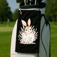Cute Bunny Floral Happy Easter Golf Towel thumb 2