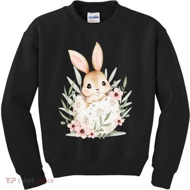 Cute Bunny Floral Happy Easter Kids Sweatshirt