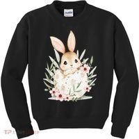Cute Bunny Floral Happy Easter Kids Sweatshirt thumb 0