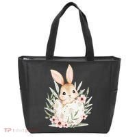 Cute Bunny Floral Happy Easter Tote Bag thumb 0
