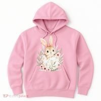 Cute Bunny Floral Happy Easter Hoodie thumb 0