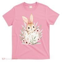 Cute Bunny Floral Happy Easter T-Shirt thumb 0
