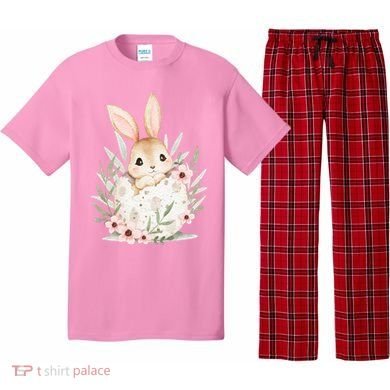 Cute Bunny Floral Happy Easter Pajama Set