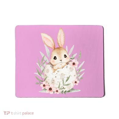 Cute Bunny Floral Happy Easter Mousepad