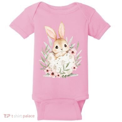 Cute Bunny Floral Happy Easter Baby Bodysuit