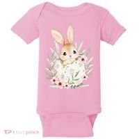 Cute Bunny Floral Happy Easter Baby Bodysuit thumb 0
