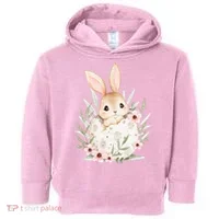 Cute Bunny Floral Happy Easter Toddler Hoodie thumb 0