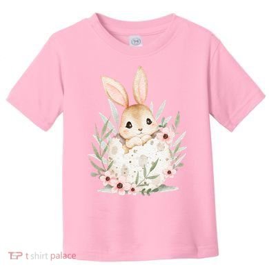 Cute Bunny Floral Happy Easter Toddler T-Shirt