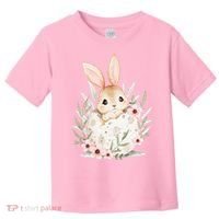 Cute Bunny Floral Happy Easter Toddler T-Shirt thumb 0