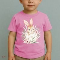 Cute Bunny Floral Happy Easter Toddler T-Shirt thumb 2