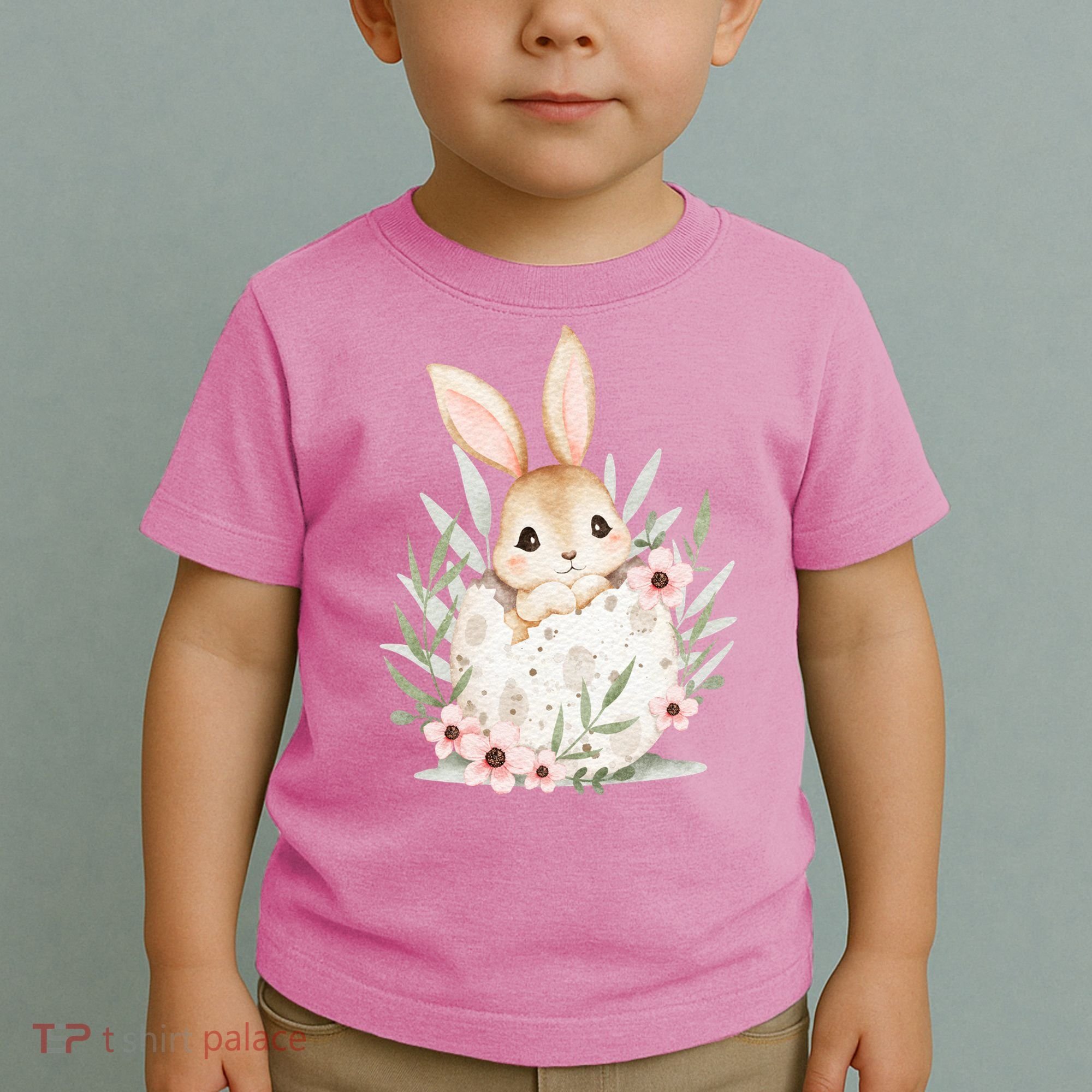 Cute Bunny Floral Happy Easter Toddler T-Shirt