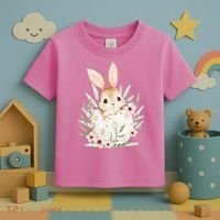 Cute Bunny Floral Happy Easter Toddler T-Shirt thumb 3