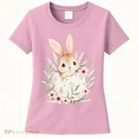 Cute Bunny Floral Happy Easter Women's T-Shirt thumb 0