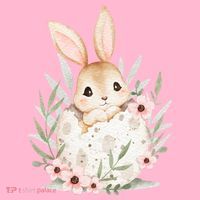 Cute Bunny Floral Happy Easter Women's T-Shirt thumb 6