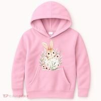 Cute Bunny Floral Happy Easter Kids Hoodie thumb 0