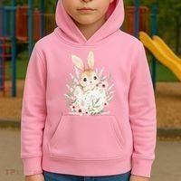 Cute Bunny Floral Happy Easter Kids Hoodie thumb 2