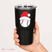 Christmas Baseball For Ball Santa Tumbler thumb 2