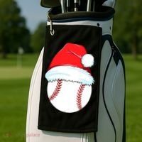 Christmas Baseball For Ball Santa Golf Towel thumb 2