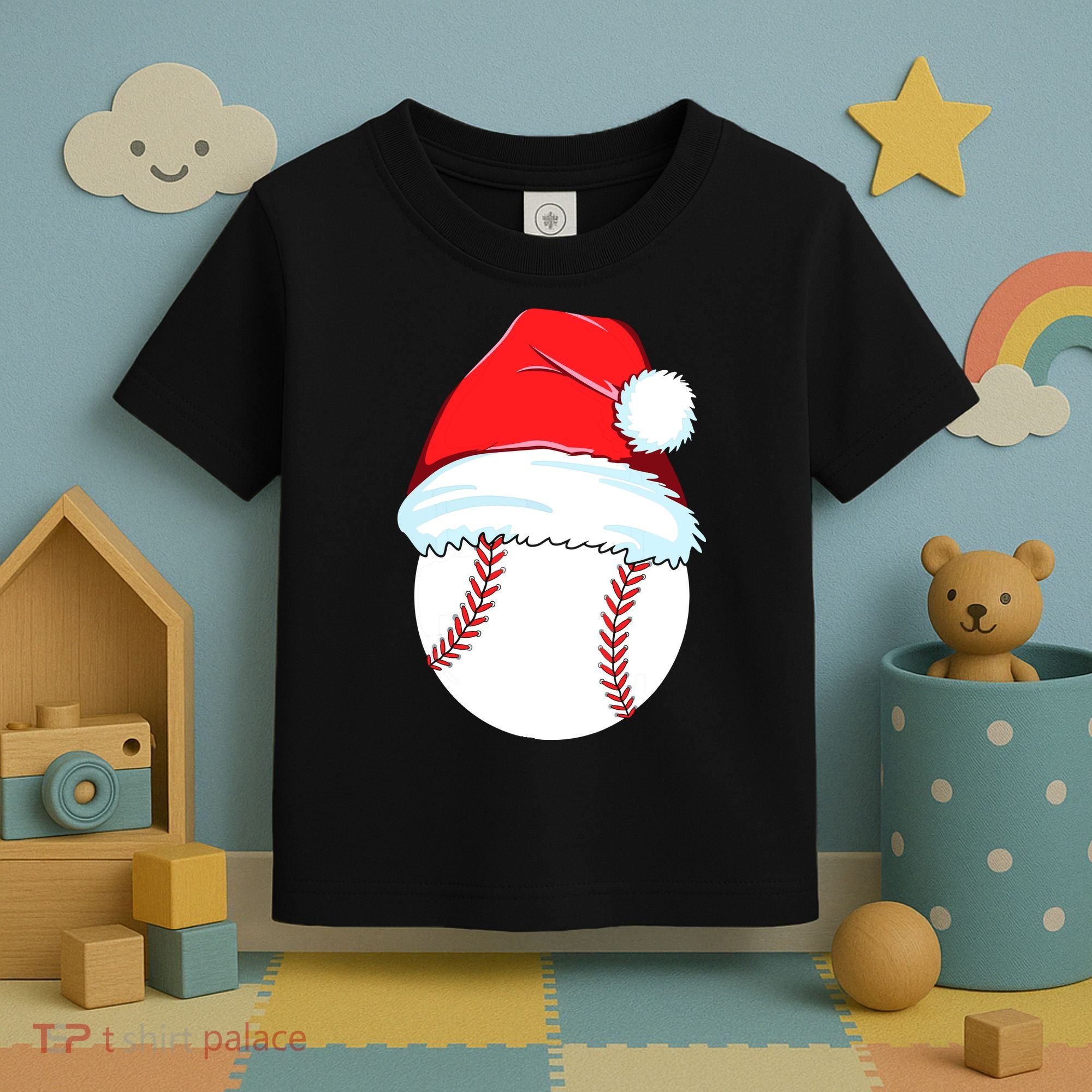 Christmas Baseball For Ball Santa Toddler T-Shirt