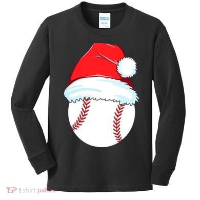 Christmas Baseball For Ball Santa Kids Long Sleeve Shirt