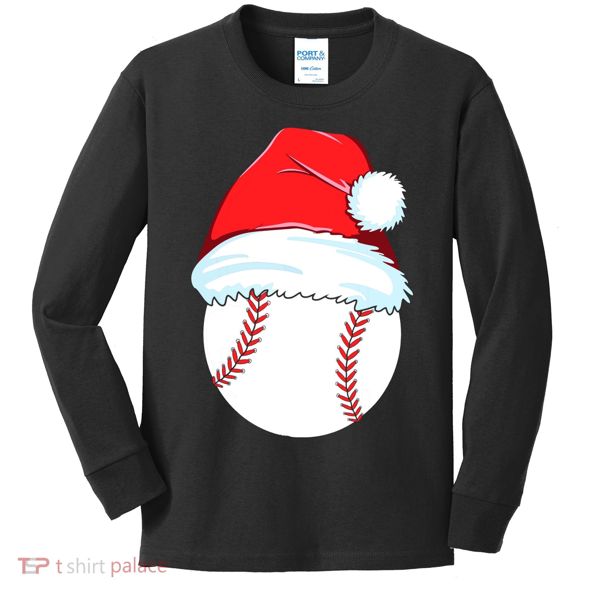 Christmas Baseball For Ball Santa Kids Long Sleeve Shirt