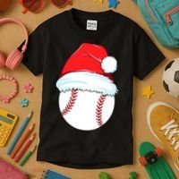 Christmas Baseball For Ball Santa Kids T-Shirt thumb 3
