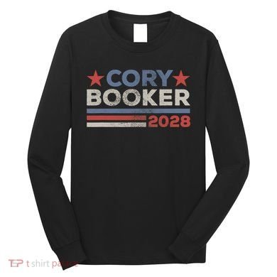 Cory Booker For President 2028 Retro Cory Booker 2028  Long Sleeve Shirt