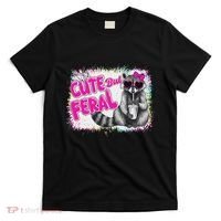 Cute But Feral Funny Colorful Raccoon With Sunglasses Meme T-Shirt thumb 0
