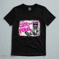 Cute But Feral Funny Colorful Raccoon With Sunglasses Meme T-Shirt thumb 5