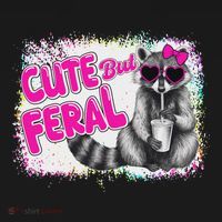 Cute But Feral Funny Colorful Raccoon With Sunglasses Meme T-Shirt thumb 7
