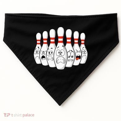 Cartoon Bowling Funny Scared Bowling Pins USA-Made Doggie Bandana