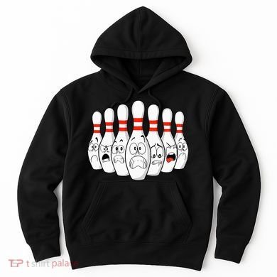 Cartoon Bowling Funny Scared Bowling Pins Hoodie