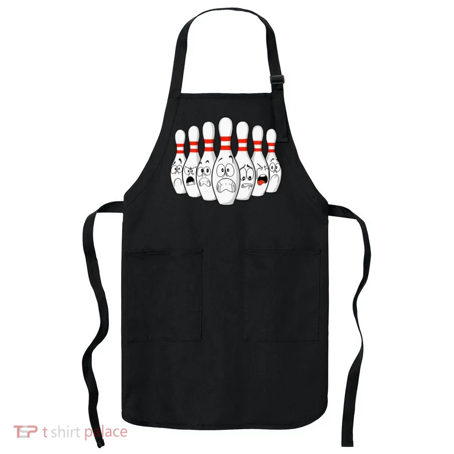Cartoon Bowling Funny Scared Bowling Pins Apron