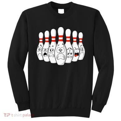 Cartoon Bowling Funny Scared Bowling Pins Sweatshirt