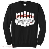 Cartoon Bowling Funny Scared Bowling Pins Sweatshirt thumb 0