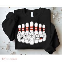 Cartoon Bowling Funny Scared Bowling Pins Sweatshirt thumb 2