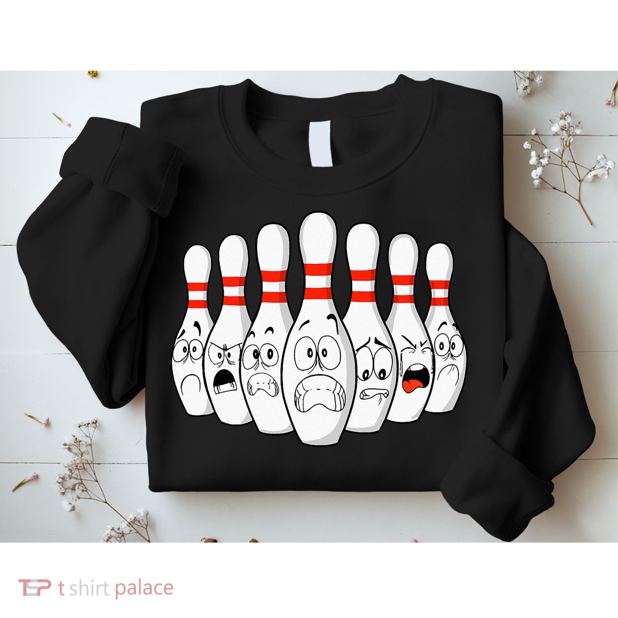 Cartoon Bowling Funny Scared Bowling Pins Sweatshirt