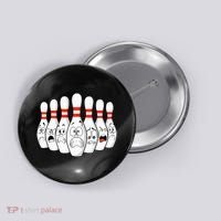 Cartoon Bowling Funny Scared Bowling Pins Button thumb 0