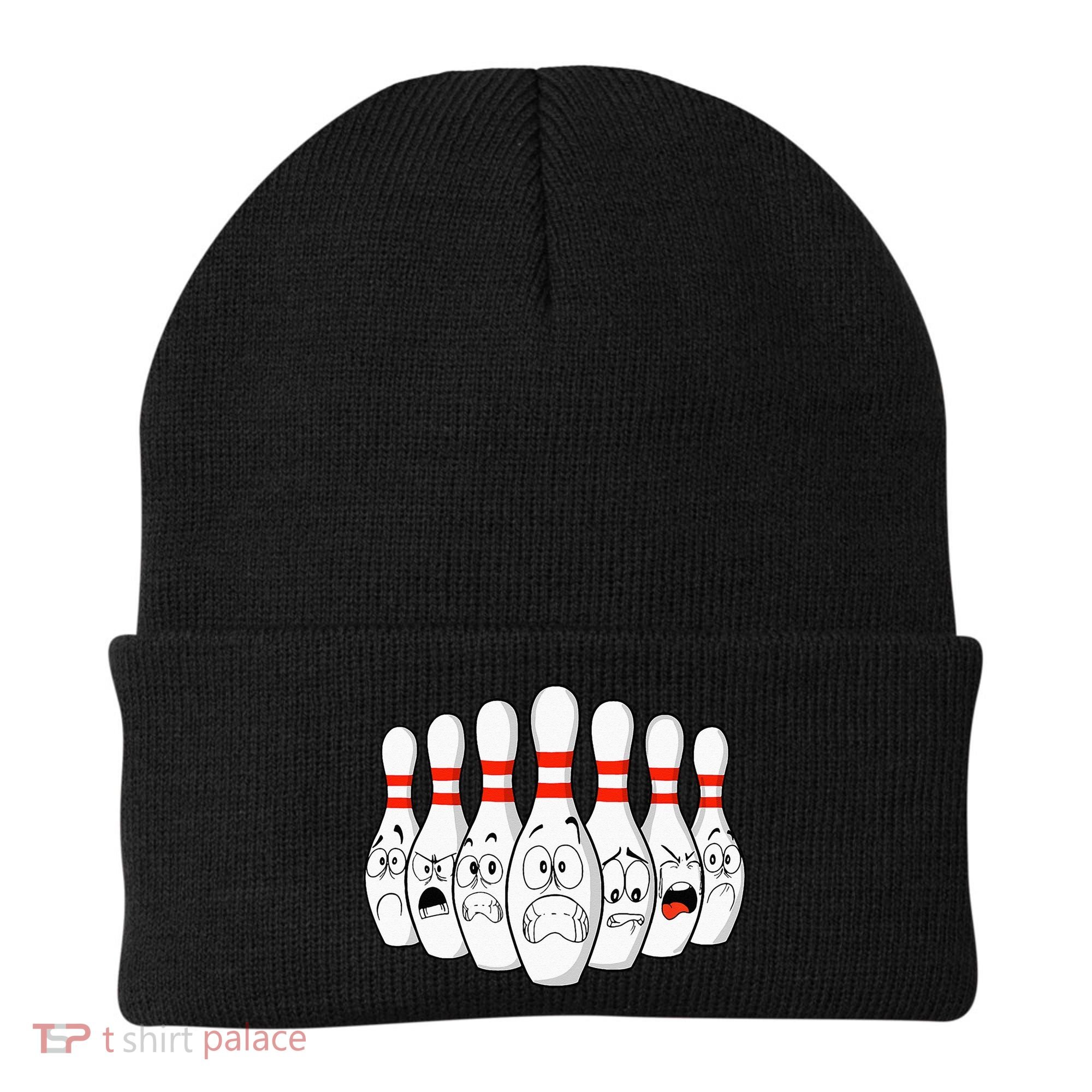 Cartoon Bowling Funny Scared Bowling Pins Beanie
