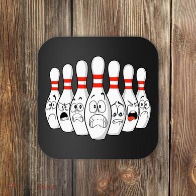 Cartoon Bowling Funny Scared Bowling Pins Coaster
