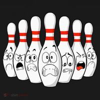 Cartoon Bowling Funny Scared Bowling Pins Polo thumb 3