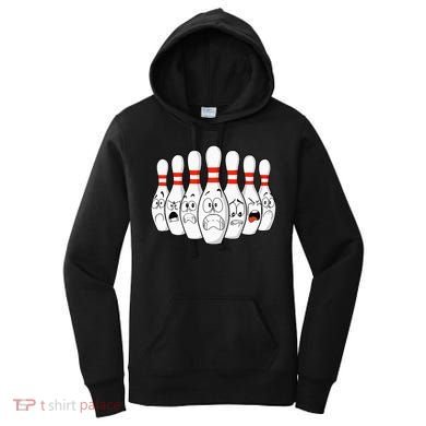Cartoon Bowling Funny Scared Bowling Pins Women's Hoodie