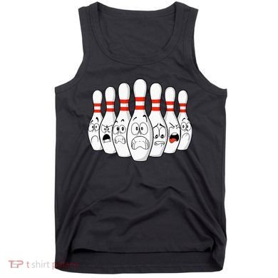 Cartoon Bowling Funny Scared Bowling Pins Tank Top