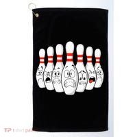 Cartoon Bowling Funny Scared Bowling Pins Golf Towel thumb 0